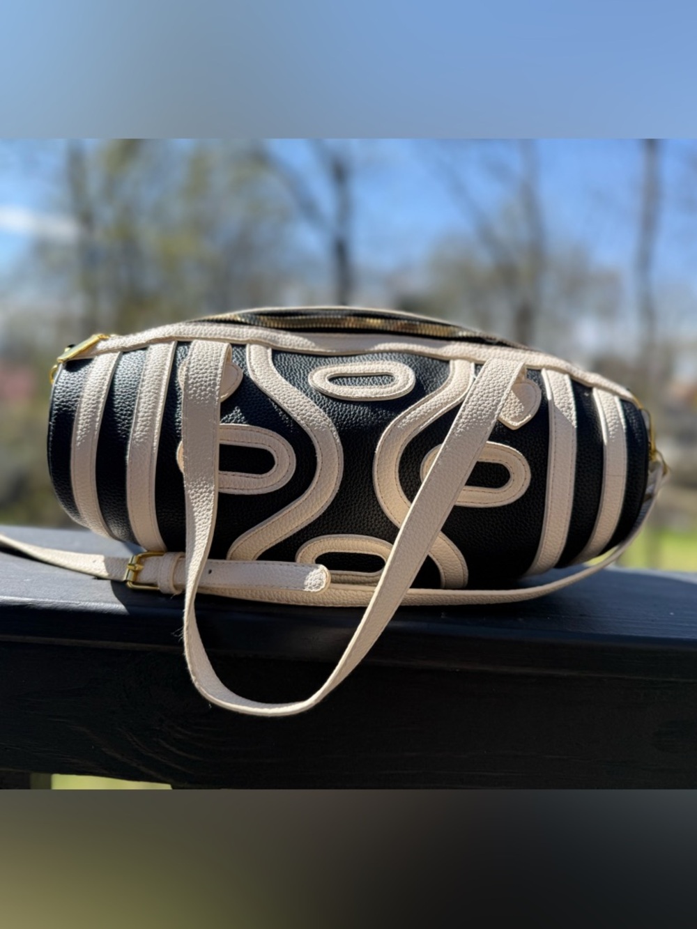 Blue and Cream Women’s Shoulder Bag - Elegant Contrast Design